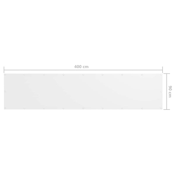 Balkon-Sichtschutz Weiß 90x400 cm Oxford-Gewebe