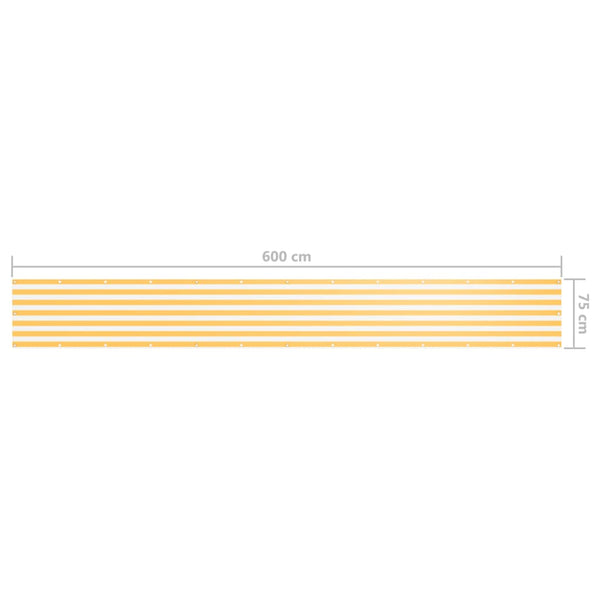 Balkon-Sichtschutz Weiß und Gelb 75x600 cm Oxford-Gewebe