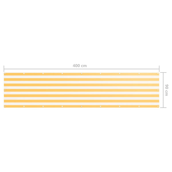 Balkon-Sichtschutz Weiß und Gelb 90x400 cm Oxford-Gewebe