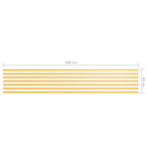 Balkon-Sichtschutz Weiß und Gelb 90x500 cm Oxford-Gewebe