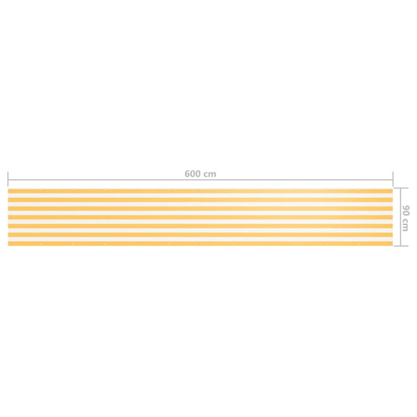 Balkon-Sichtschutz Weiß und Gelb 90x600 cm Oxford-Gewebe