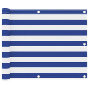 Balkon-Sichtschutz Weiß und Blau 75x300 cm Oxford-Gewebe