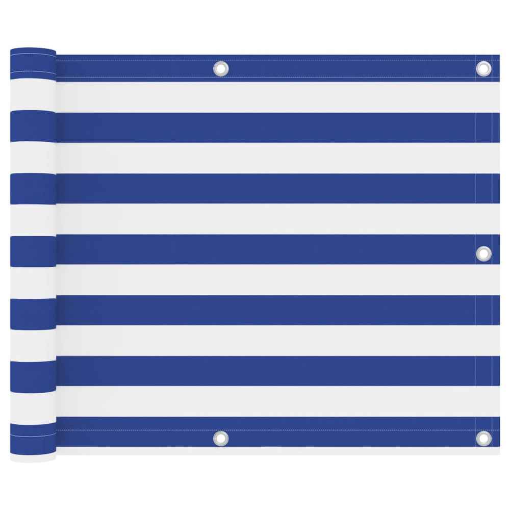 Balkon-Sichtschutz Weiß und Blau 75x400 cm Oxford-Gewebe