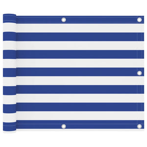 Balkon-Sichtschutz Weiß und Blau 75x400 cm Oxford-Gewebe