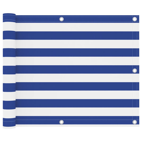 Balkon-Sichtschutz Weiß und Blau 75x400 cm Oxford-Gewebe