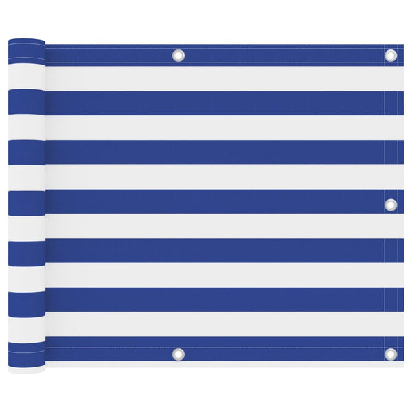 Balkon-Sichtschutz Weiß und Blau 75x600 cm Oxford-Gewebe