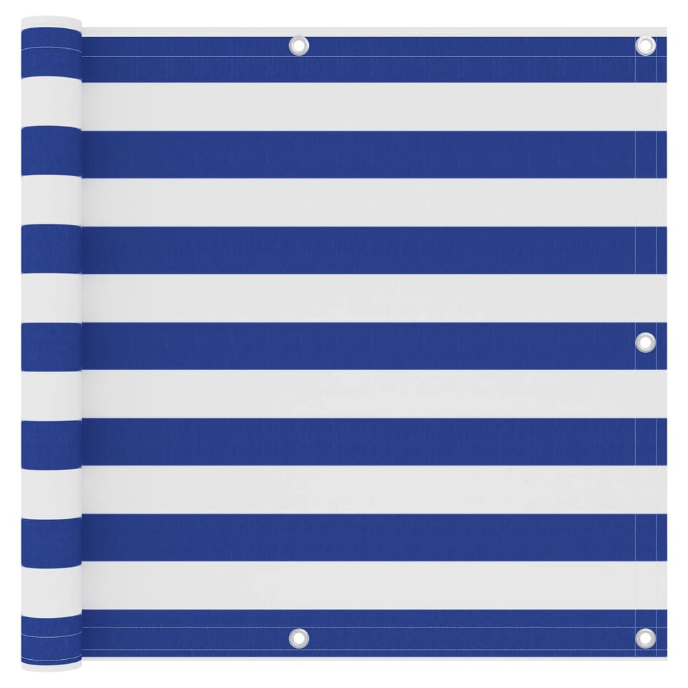 Balkon-Sichtschutz Weiß und Blau 90x300 cm Oxford-Gewebe