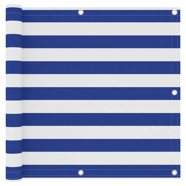 Balkon-Sichtschutz Weiß und Blau 90x300 cm Oxford-Gewebe