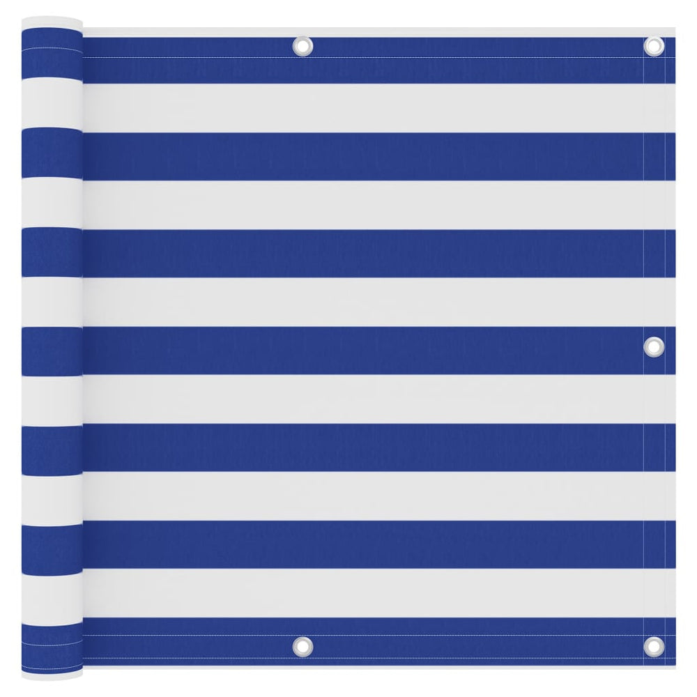 Balkon-Sichtschutz Weiß und Blau 90x400 cm Oxford-Gewebe