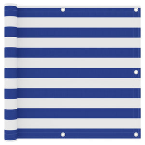 Balkon-Sichtschutz Weiß und Blau 90x400 cm Oxford-Gewebe