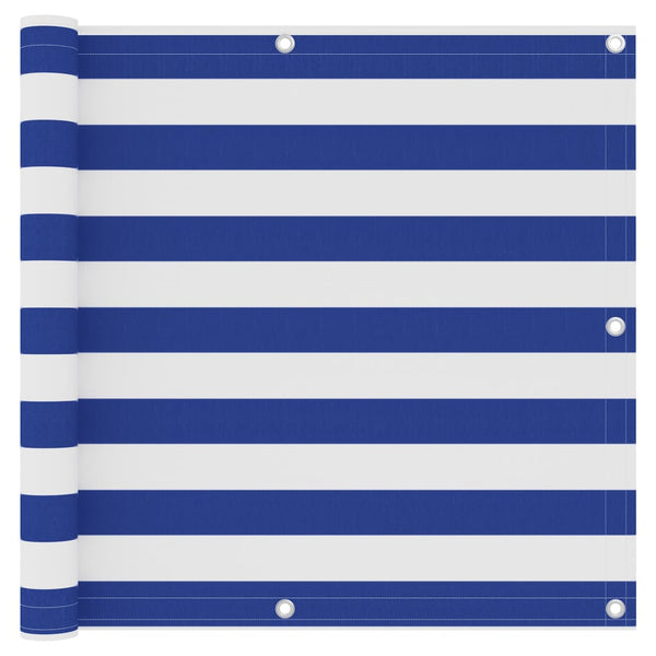 Balkon-Sichtschutz Weiß und Blau 90x400 cm Oxford-Gewebe