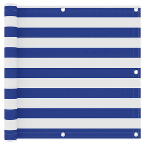 Balkon-Sichtschutz Weiß und Blau 90x500 cm Oxford-Gewebe