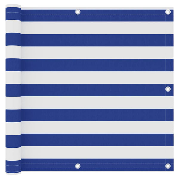 Balkon-Sichtschutz Weiß und Blau 90x500 cm Oxford-Gewebe
