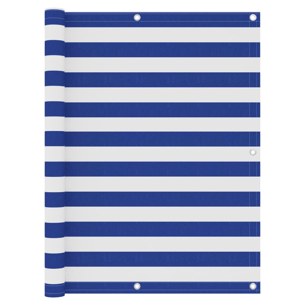 Balkon-Sichtschutz Weiß und Blau 120x600 cm Oxford-Gewebe