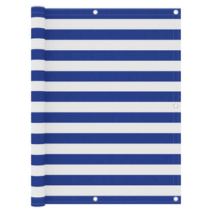 Balkon-Sichtschutz Weiß und Blau 120x600 cm Oxford-Gewebe