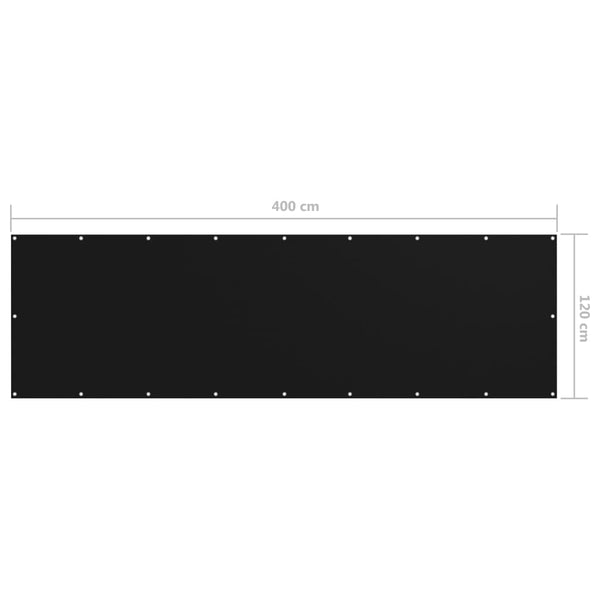 vidaXL Brise-vue de balcon Noir 120x400 cm Tissu Oxford