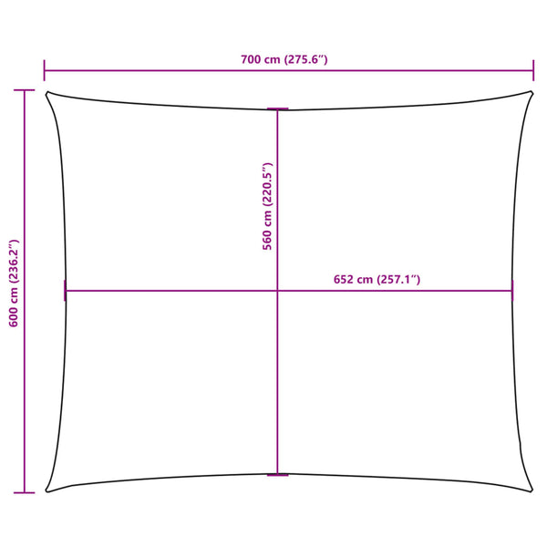 Sonnensegel Oxford-Gewebe Rechteckig 6x7 m Creme