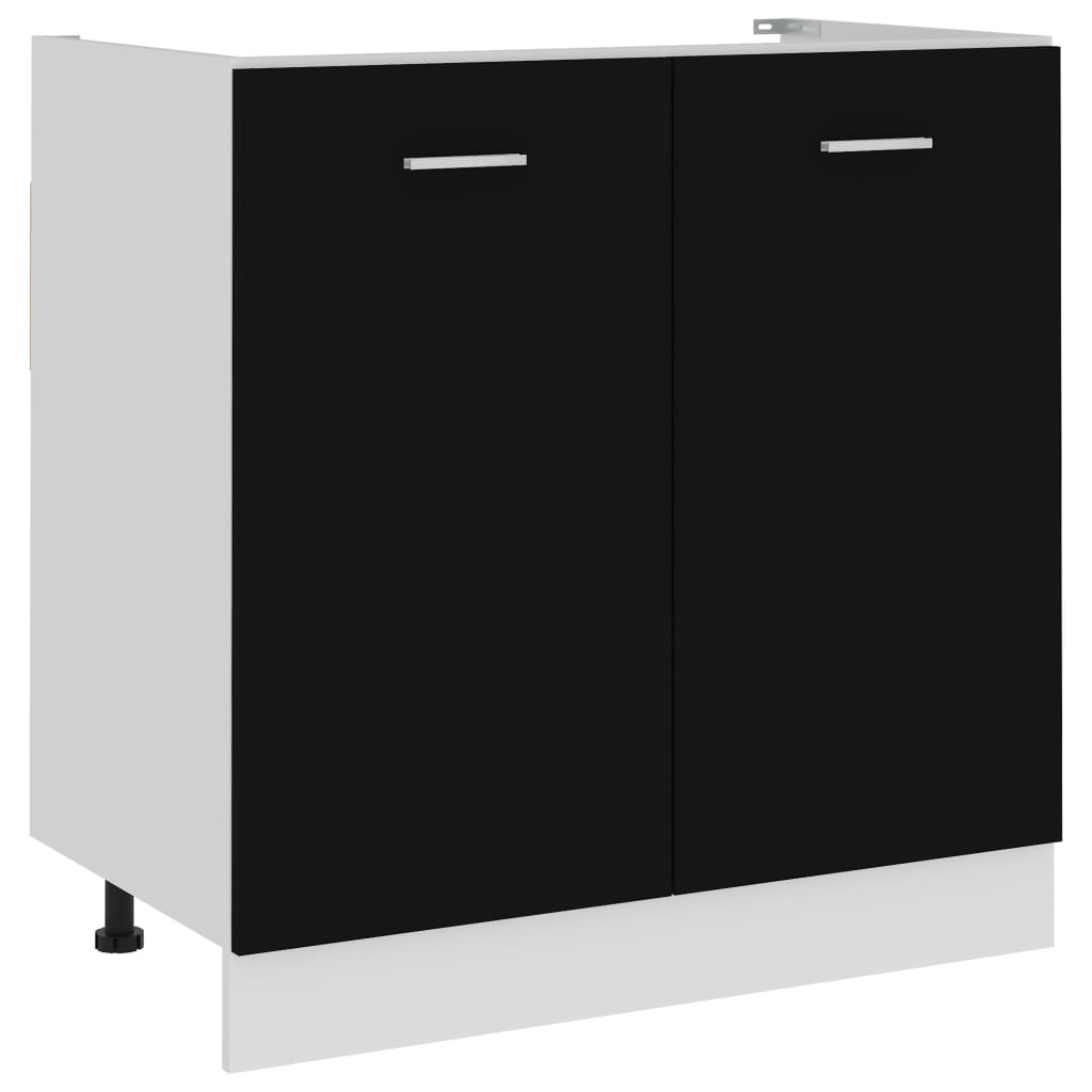 Spülenunterschrank Lyon Schwarz 80 cm