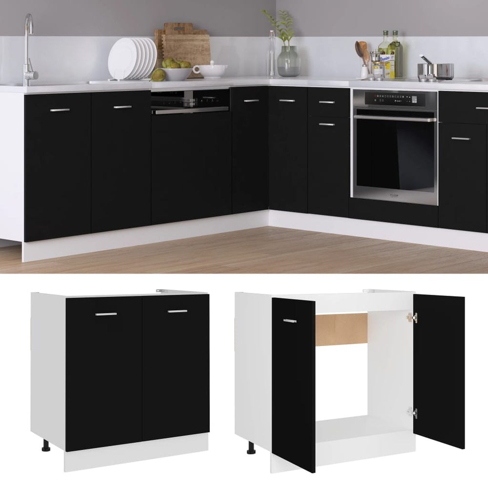 Spülenunterschrank Lyon Schwarz 80 cm