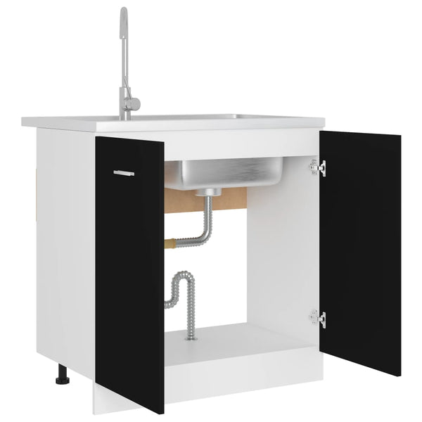 Spülenunterschrank Lyon Schwarz 80 cm