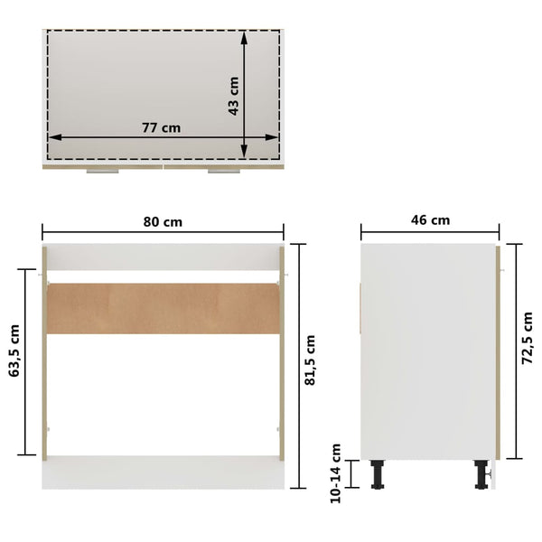 Spülenunterschrank Sonoma-Eiche 80 cm