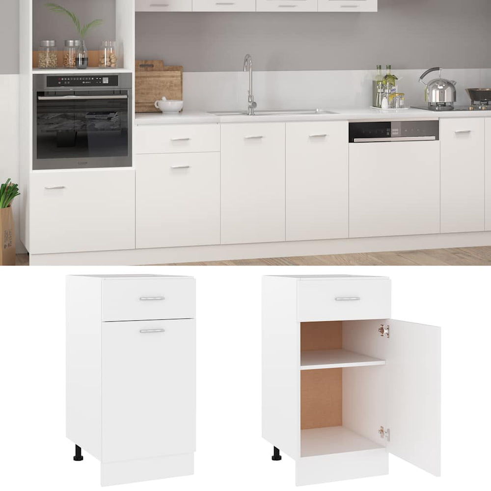 Küchen Schubladenschrank Lyon Weiß 40 cm