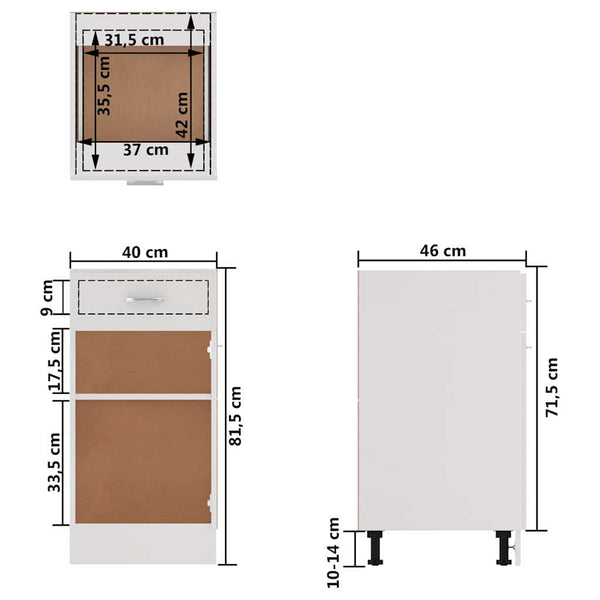Küchen Schubladenschrank Lyon Weiß 40 cm