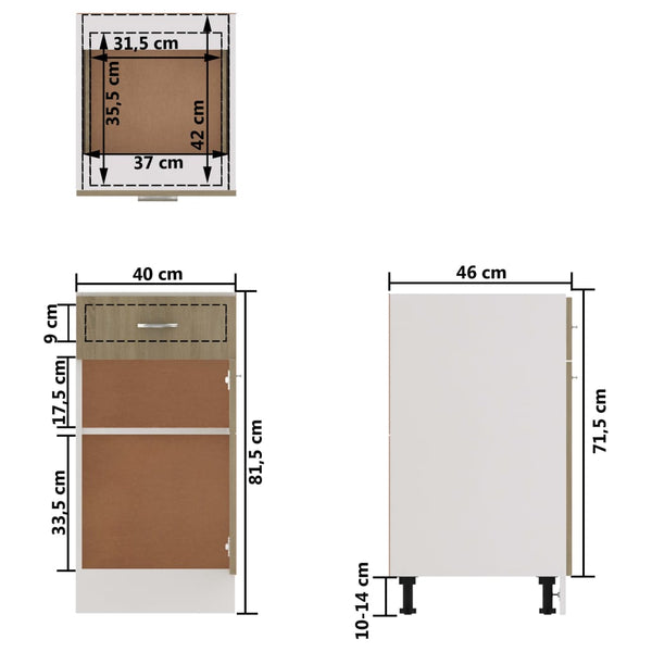 Sonoma-Eiche Schubunterschrank, 40 cm