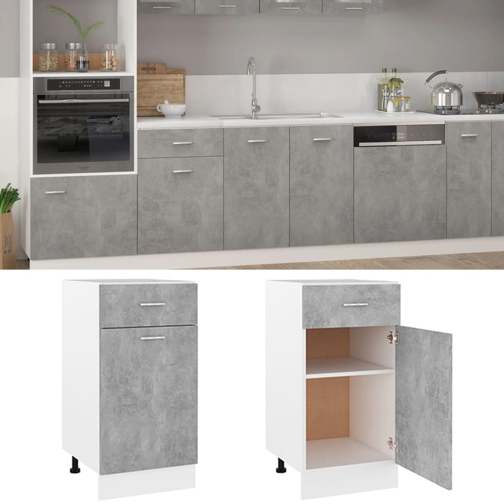 Betongrauer Schubunterschrank 40 cm