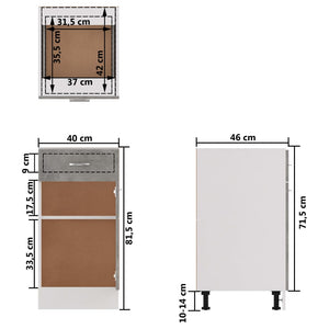 Betongrauer Schubunterschrank 40 cm
