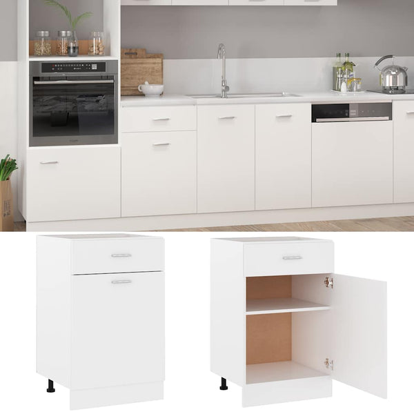 Küchen Schubladenschrank Lyon Weiß 50 cm
