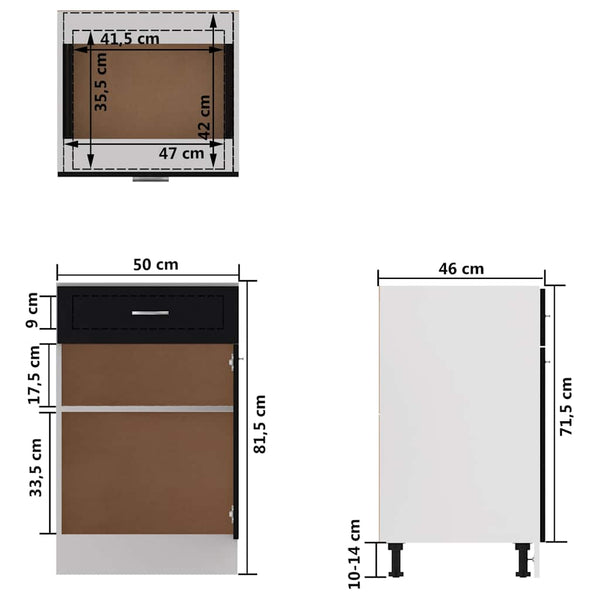 Schwarzer Schubladenschrank Lyon 50x46x81,5 cm