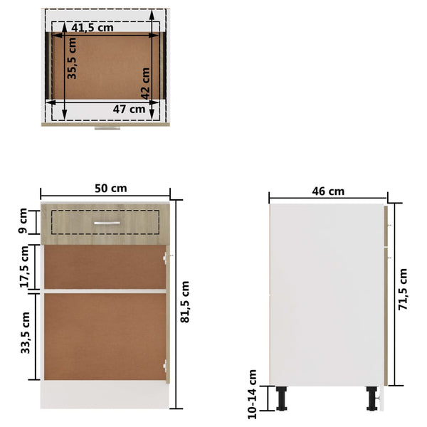 Sonoma-Eiche Schubunterschrank 50 cm