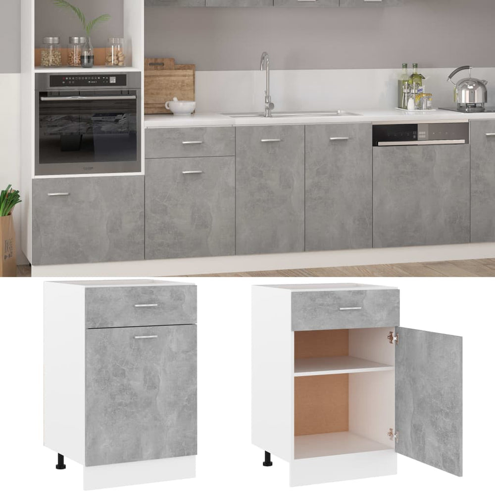 Betongrauer Schubunterschrank Lyon 50 cm