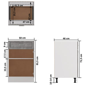 Betongrauer Schubunterschrank Lyon 50 cm