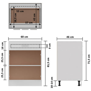 Küchen Schubunterschrank Lyon Weiß 60 cm