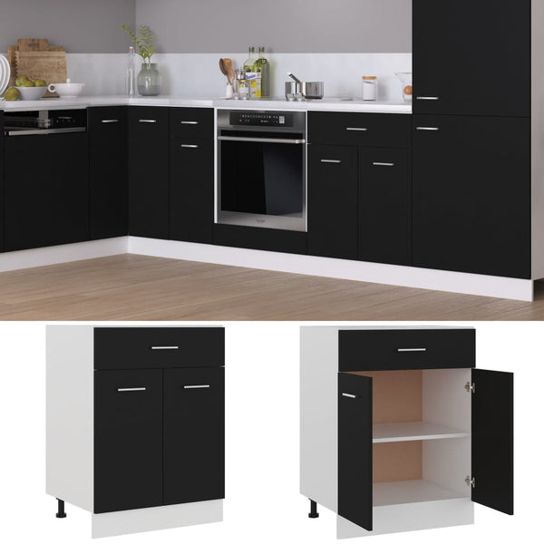 Schwarzer Schubladenschrank Lyon 60 cm
