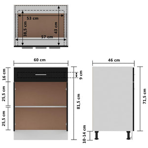Schwarzer Schubladenschrank Lyon 60 cm