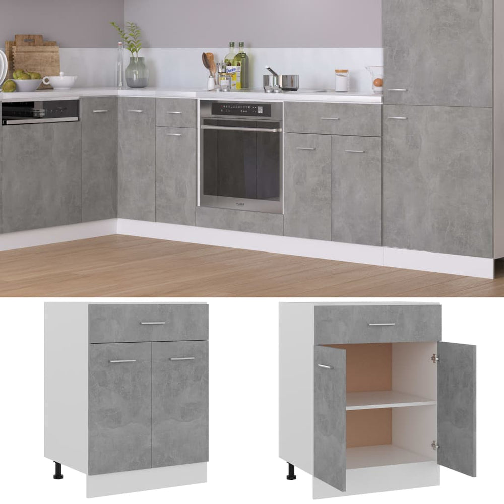 Betongrauer Schubunterschrank 60 cm