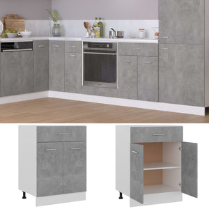 vidaXL Meuble bas à tiroirs gris béton 60x46x81,5 cm Bois d'ingénierie