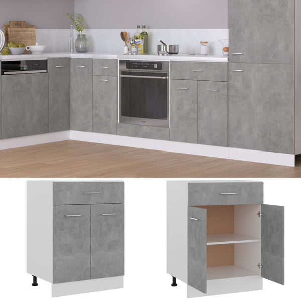 vidaXL Meuble bas à tiroirs gris béton 60x46x81,5 cm Bois d'ingénierie