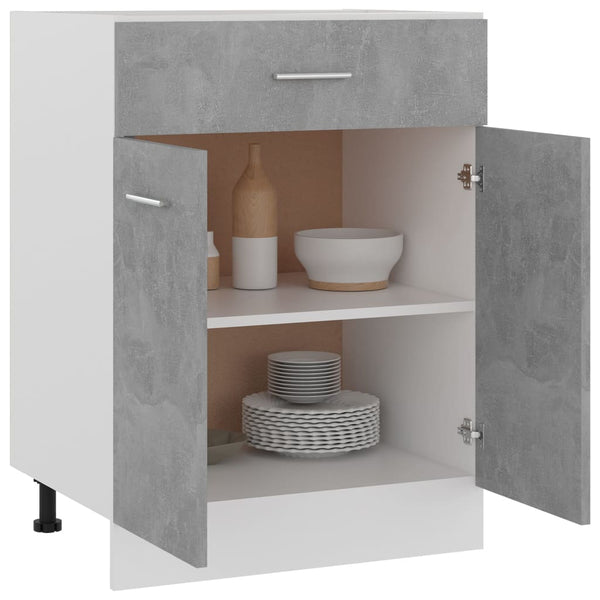 vidaXL Meuble bas à tiroirs gris béton 60x46x81,5 cm Bois d'ingénierie