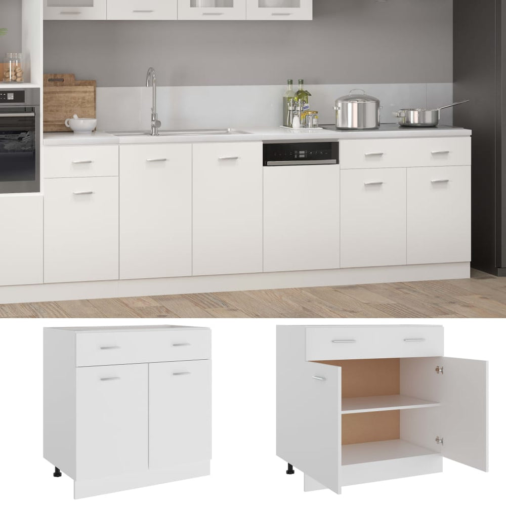 Küchen Schubunterschrank Lyon Weiß 80 cm