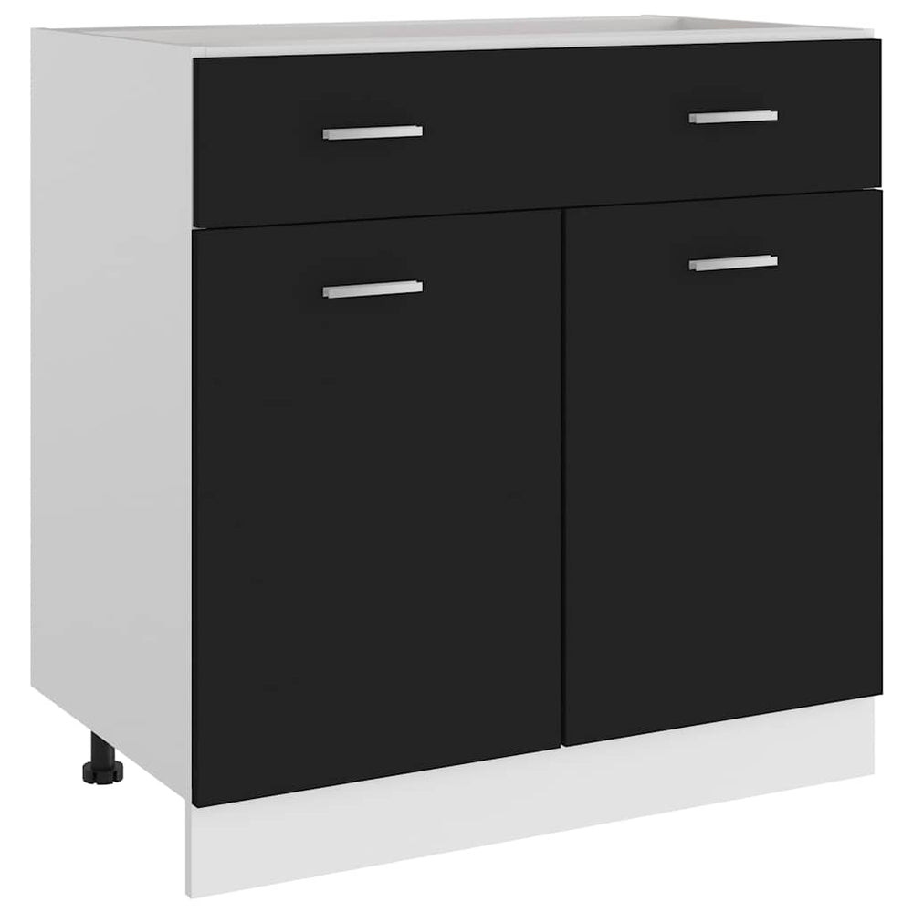 Schwarzer Schubunterschrank Lyon 80 cm