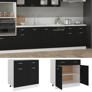 Schwarzer Schubunterschrank Lyon 80 cm