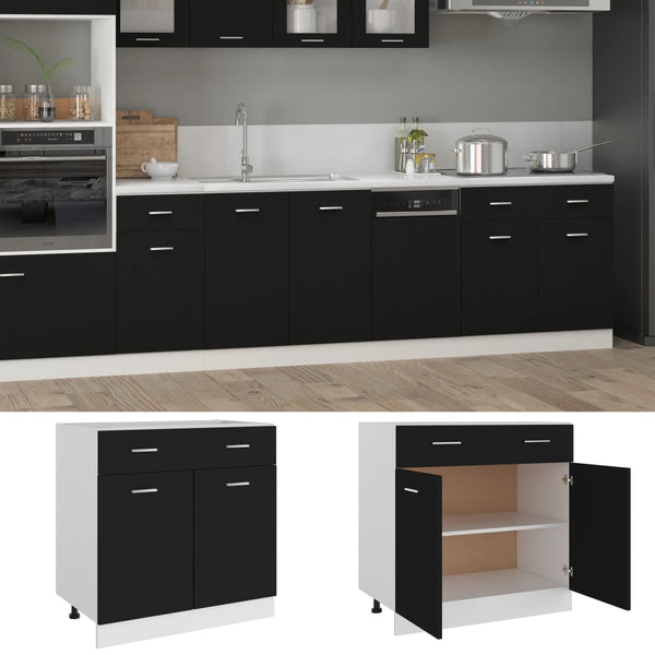 Schwarzer Schubunterschrank Lyon 80 cm
