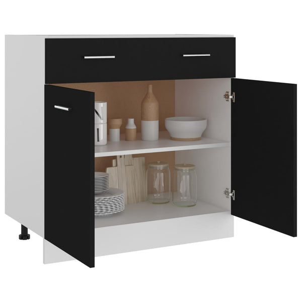 Schwarzer Schubunterschrank Lyon 80 cm