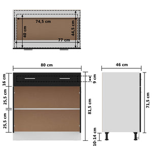 Schwarzer Schubunterschrank Lyon 80 cm