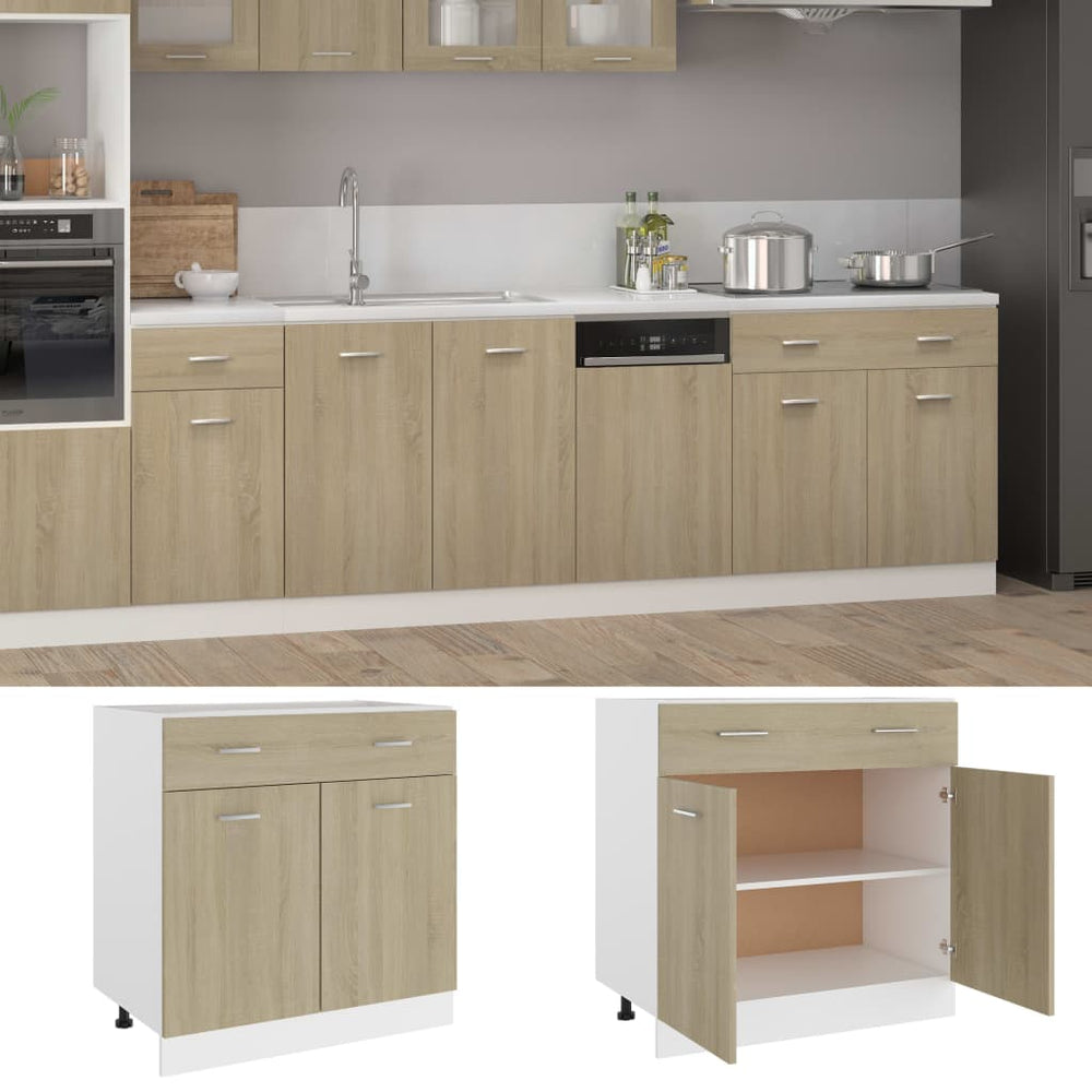 Sonoma Eiche Schubunterschrank 80 cm