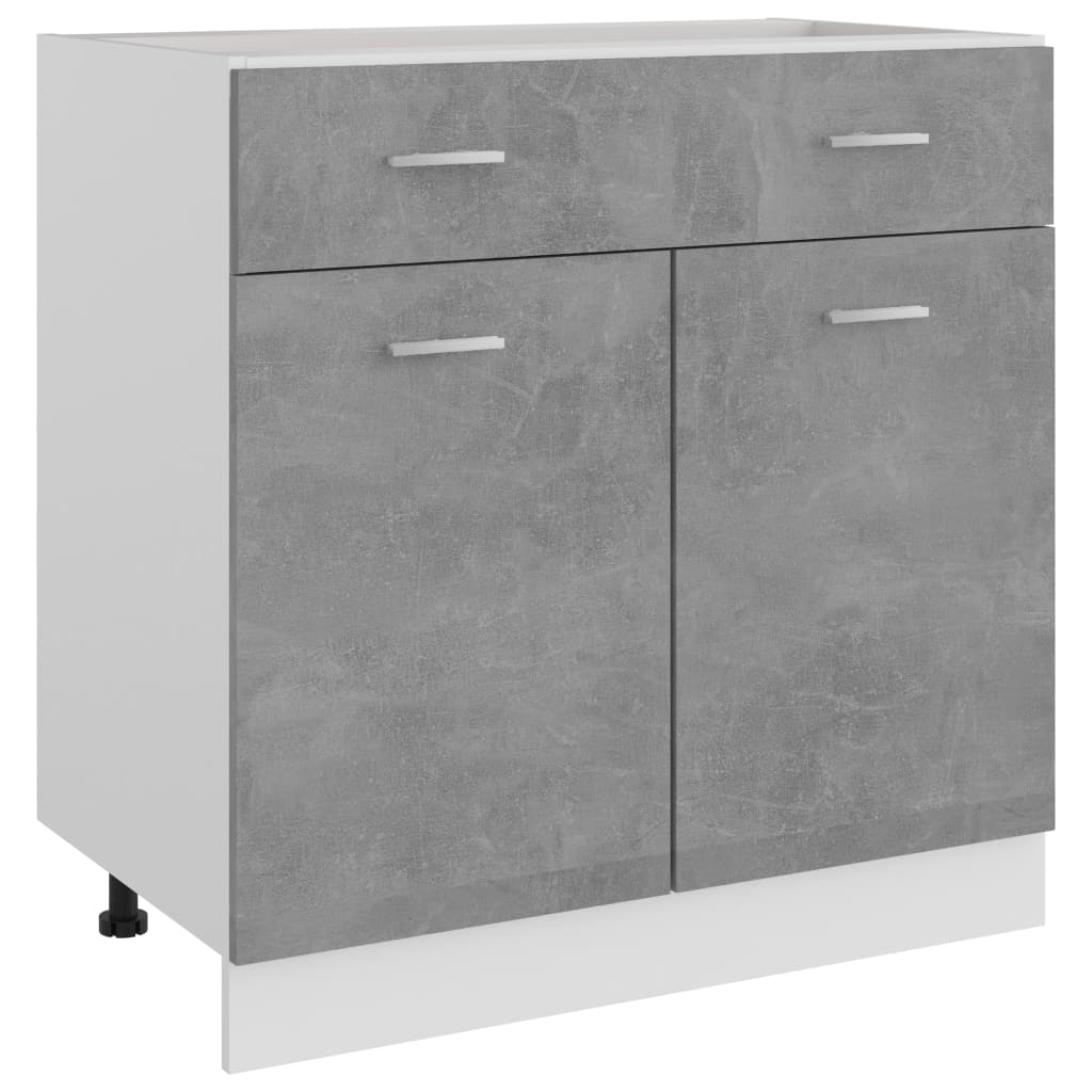 Betongrauer Schubunterschrank 80cm